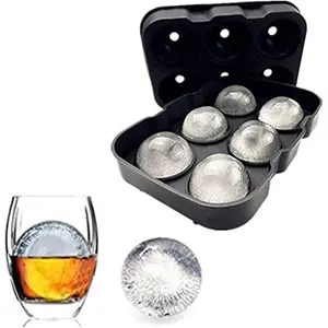 Silicone Round Ice Cube Mold, Round Ice Cube Trays for Freezer with Funnel, Easy Release Ice Cube Tray Circle Balls for Whiskey Cocktails BourbonGift