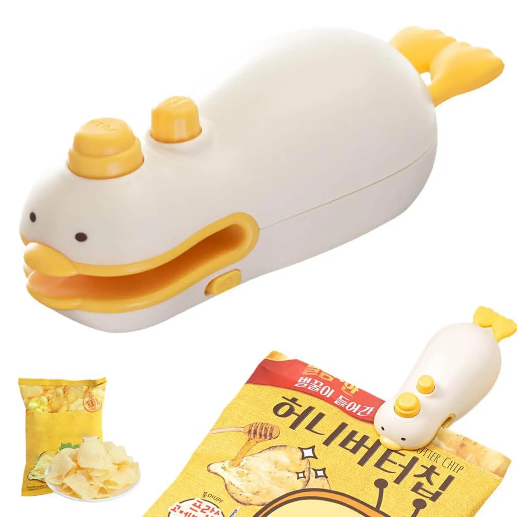 Portable Duck Bag Sealer Mini Heat Sealer & Cutter for Snack Bags, Rechargeable Handheld Food Sealer Machine for Plastic Bag Storage