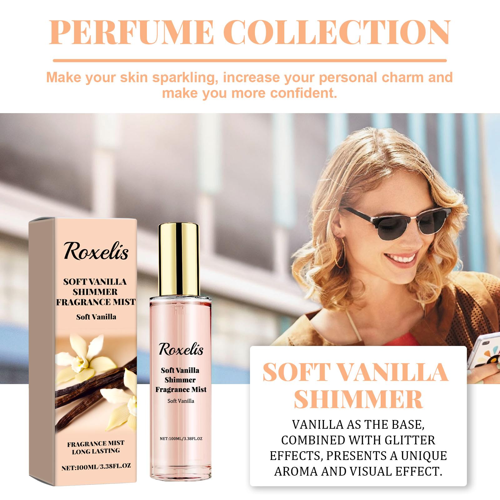 Roxelis Soft Vanilla Shimmer Fragrance Mist, Lasting Fragrance Fresh And Natural Couples Date With Fragrance To Bring Atmosphere Encounter perfume