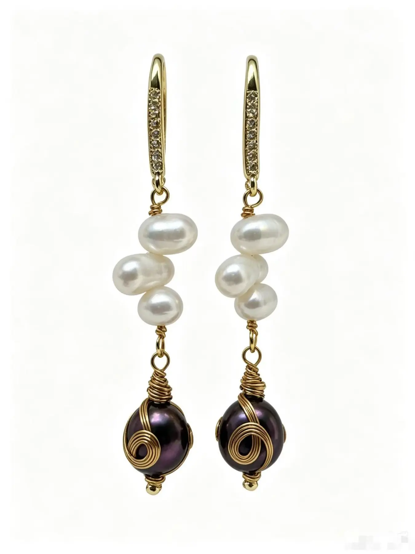 Natural Freshwater Pearl Earrings, Handmade Wire-Wrapped, Fashionable and Elegant, Perfect Gift for Valentine's Day and Mother's Day, Earrings Jewelry