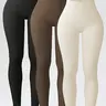 【Black Friday】Women’s 3-Pack Solid High-Waisted Workout Leggings, Comfortable Breathable Ribbed Slim-Fit Pants for Yoga, Gym Workouts, and Year-Round Wear