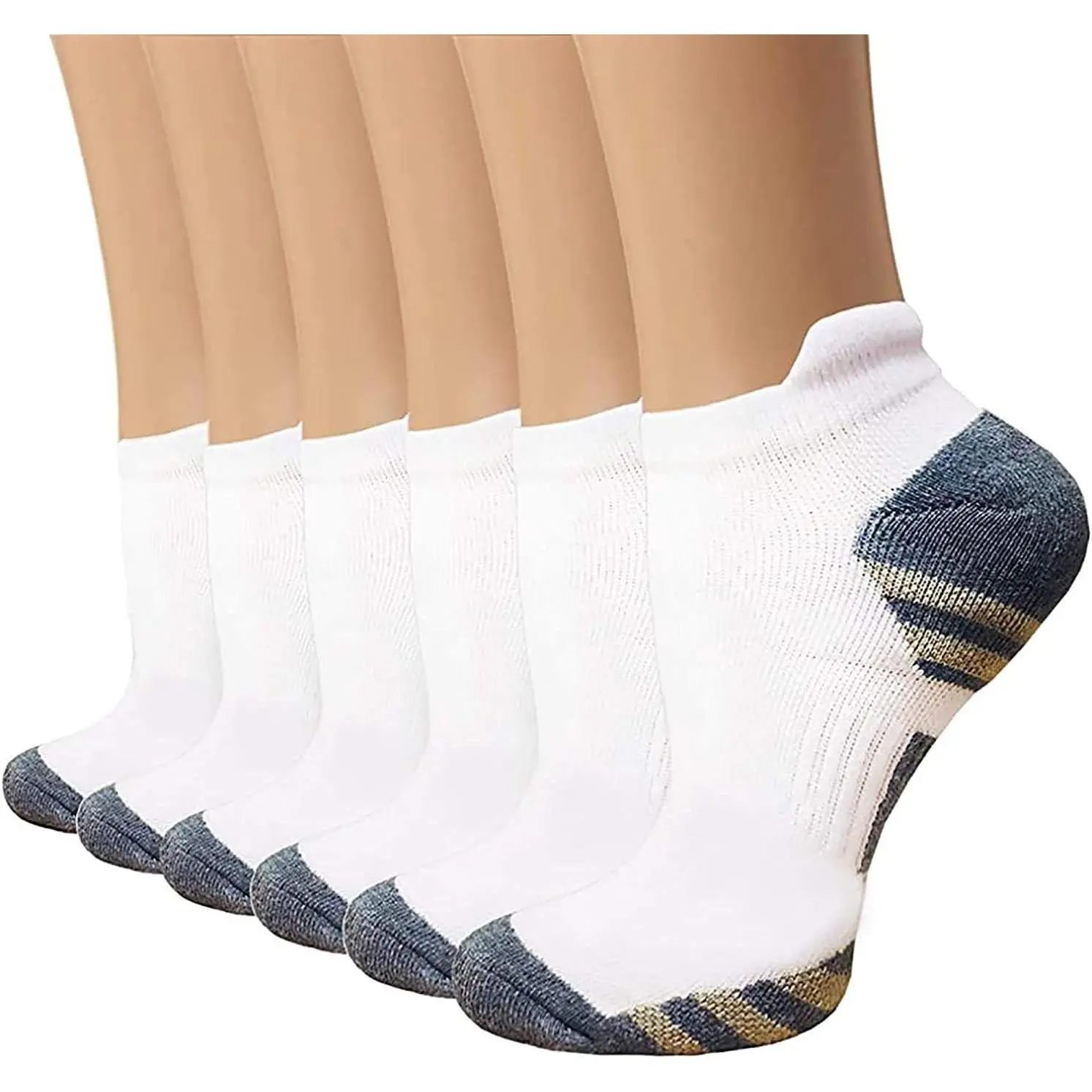 Copper Compression Socks Women and Men 6 Pairs - Circulation Arch Support Plantar Fasciitis Running Ankle Socks