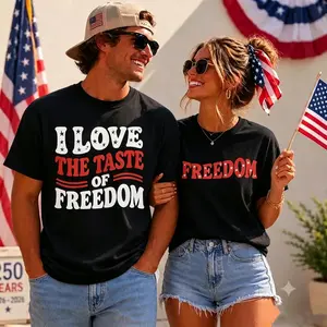 I Love The Taste Of Freedom Shirt, Matching 4th Of July Couples Tee, Friends Parody Patriotic Tshirt, USA 250th Anniversary Couples Gift