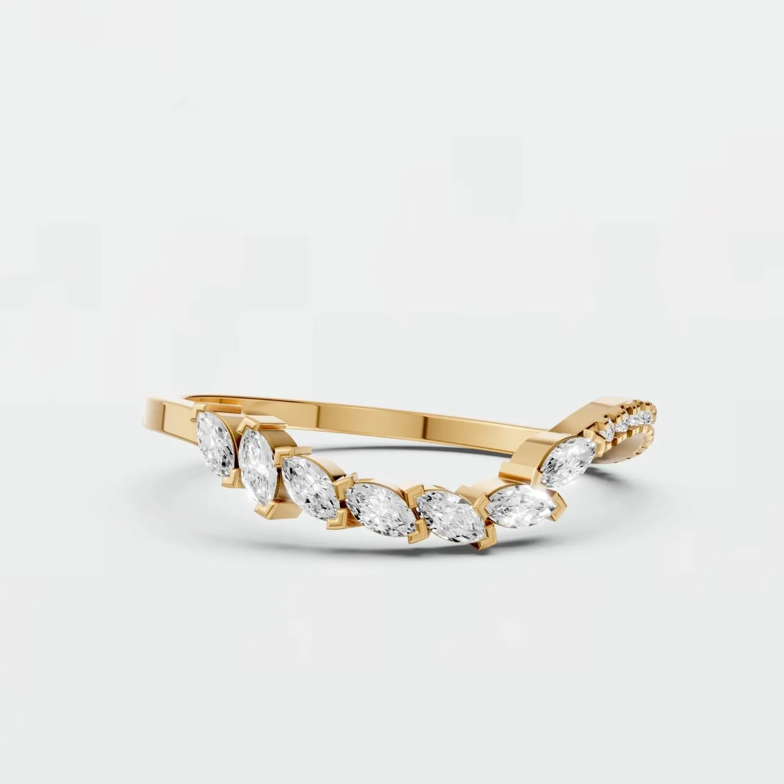 0.23 CT Marquise Cut Lab Grown Diamond Curved Wedding Band Gift For Her