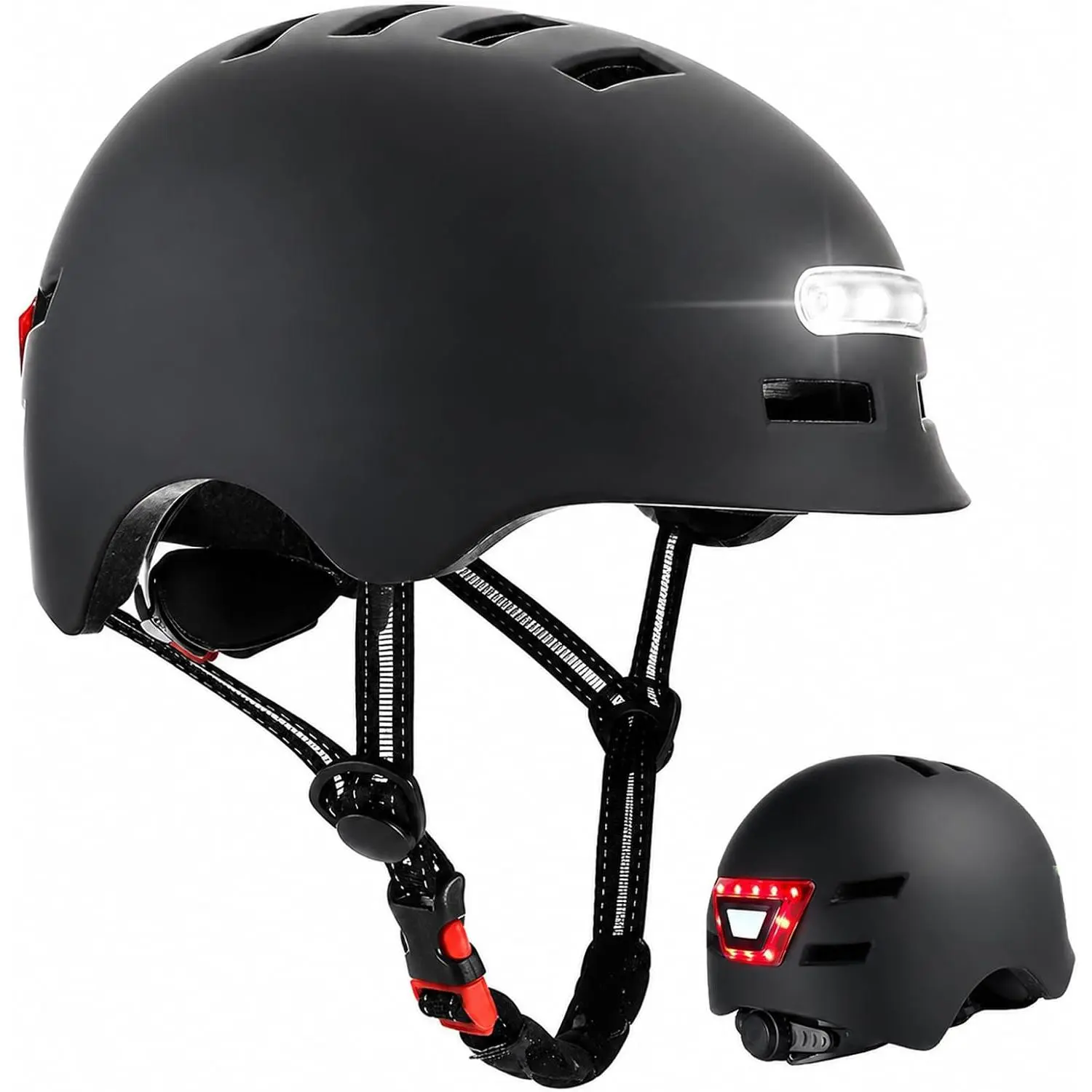 Adult Bike Helmet with LED Lights, Lightweight Adjustable Bicycle Helmet for Men Women, Safety Certified Cycling Helmet for Urban Commuting, Road Cycling, Skateboard and Scooter Riding