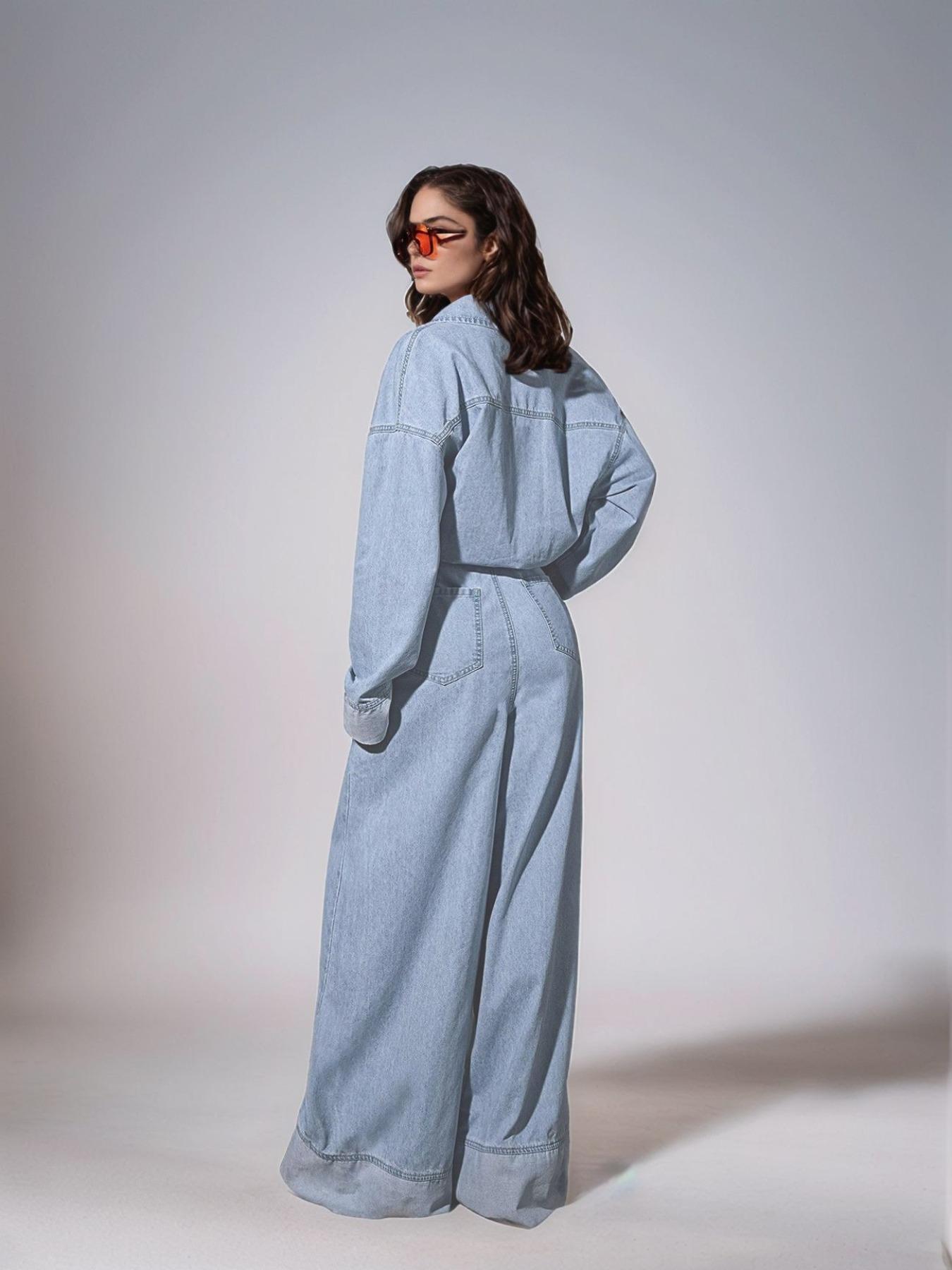 Women's Pocket Denim Jumpsuit without Belt, Casual Fashion Wide Leg Denim Jumpsuit for Daily Wear, Ladies Clothes for All Seasons, Denim Jean Overalls