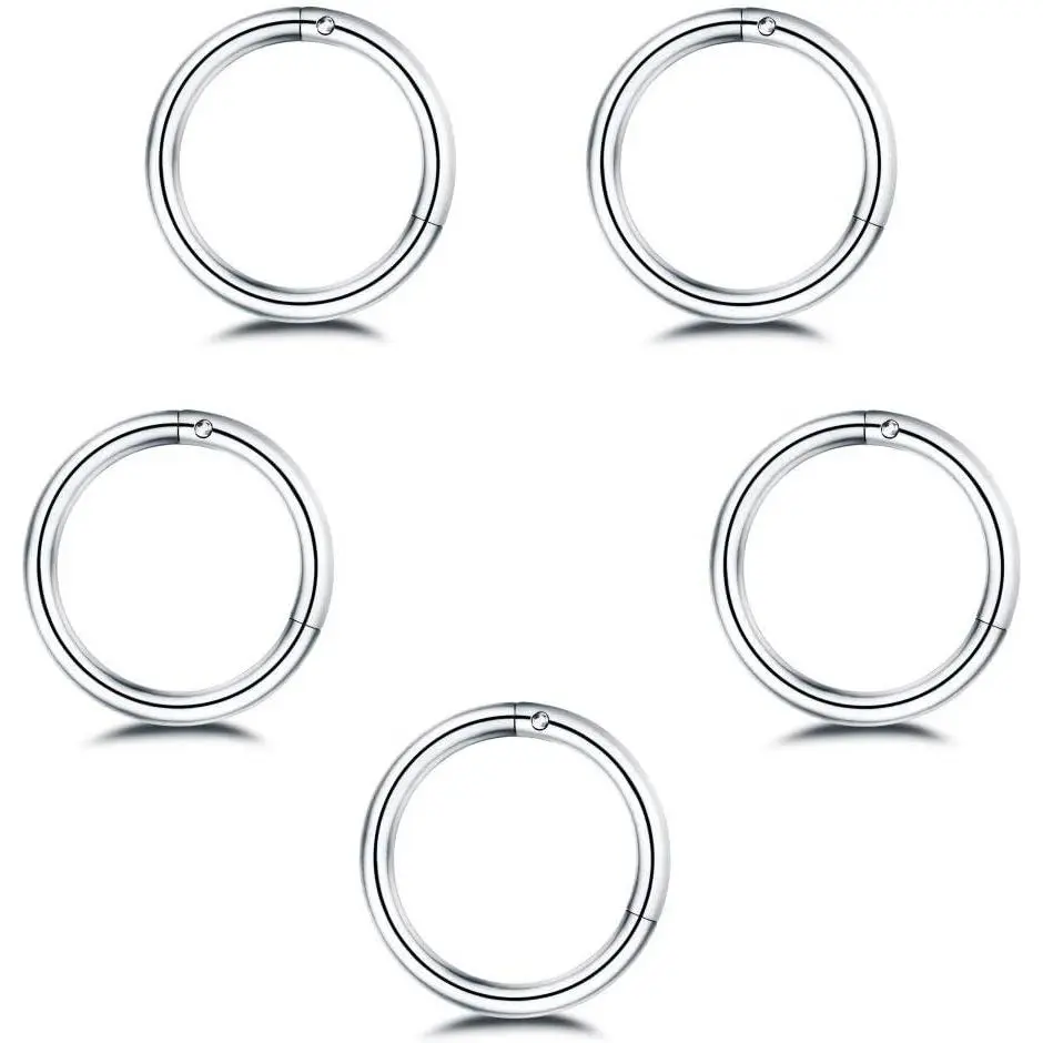 5 count Stainless Steel 16G 18G Sleeper Hoop Earrings for Women Men Septum Hinged Clicker Nose Lip Ring Helix Daith Cartilage Tragus Piercings  Small Huggie Hoops   Ears