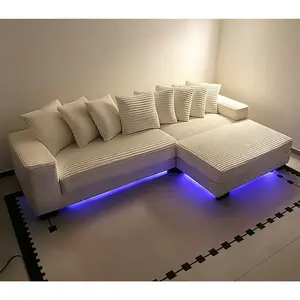 [New Year Special Discount]Niccea 110" LED Lighted L-Shaped Sleeper Sectional Sofa – Stylish Modern Modular Design with Adjustable Footrests, 8 Plush Throw Pillows, Easy Assembly, Ideal for Living Room, Bedroom, Apartment, Hotel, and More