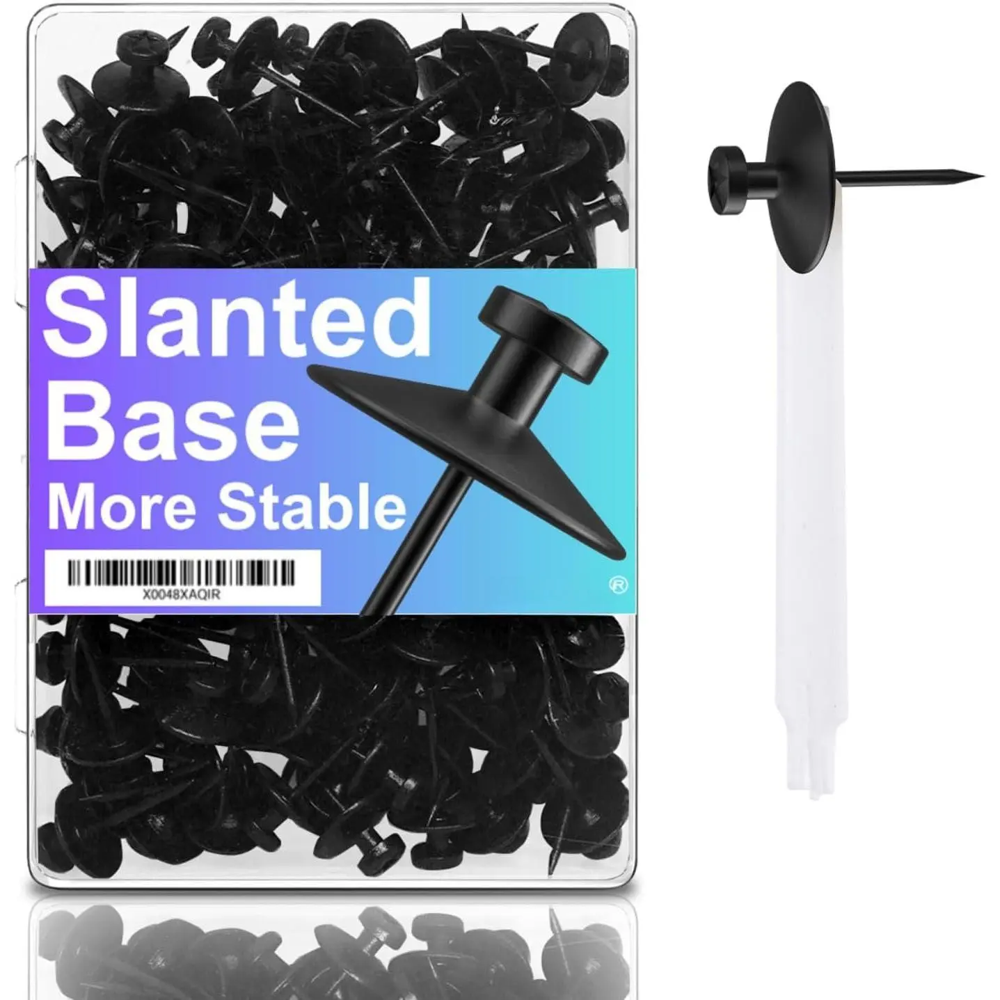 50 count Black Thumb Tacks - Heavy Duty Double Headed Metal Wall Tacks