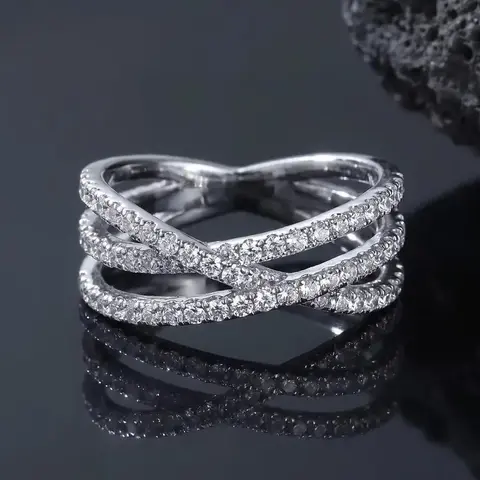 Women's Elegant Artificial Zircon Decorated Ring, Rhinestone Decor Ring, Fashion Accessories For Party, Daily Clothing Decor For Girl, Elegant Glittering Ring, Rhinestone Decorated Jewelry, Beautiful Rings