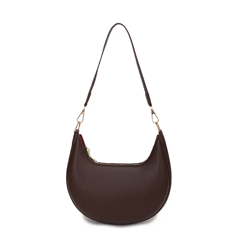 Women's Minimalist Crescent Shoulder Bag - Smooth PU Leather Underarm Style with Solid Color Contrast Lining, Casual Commuting Everyday Crossbody Bag for Women, Casual Commuting Bag, Crossbody Bags For Women