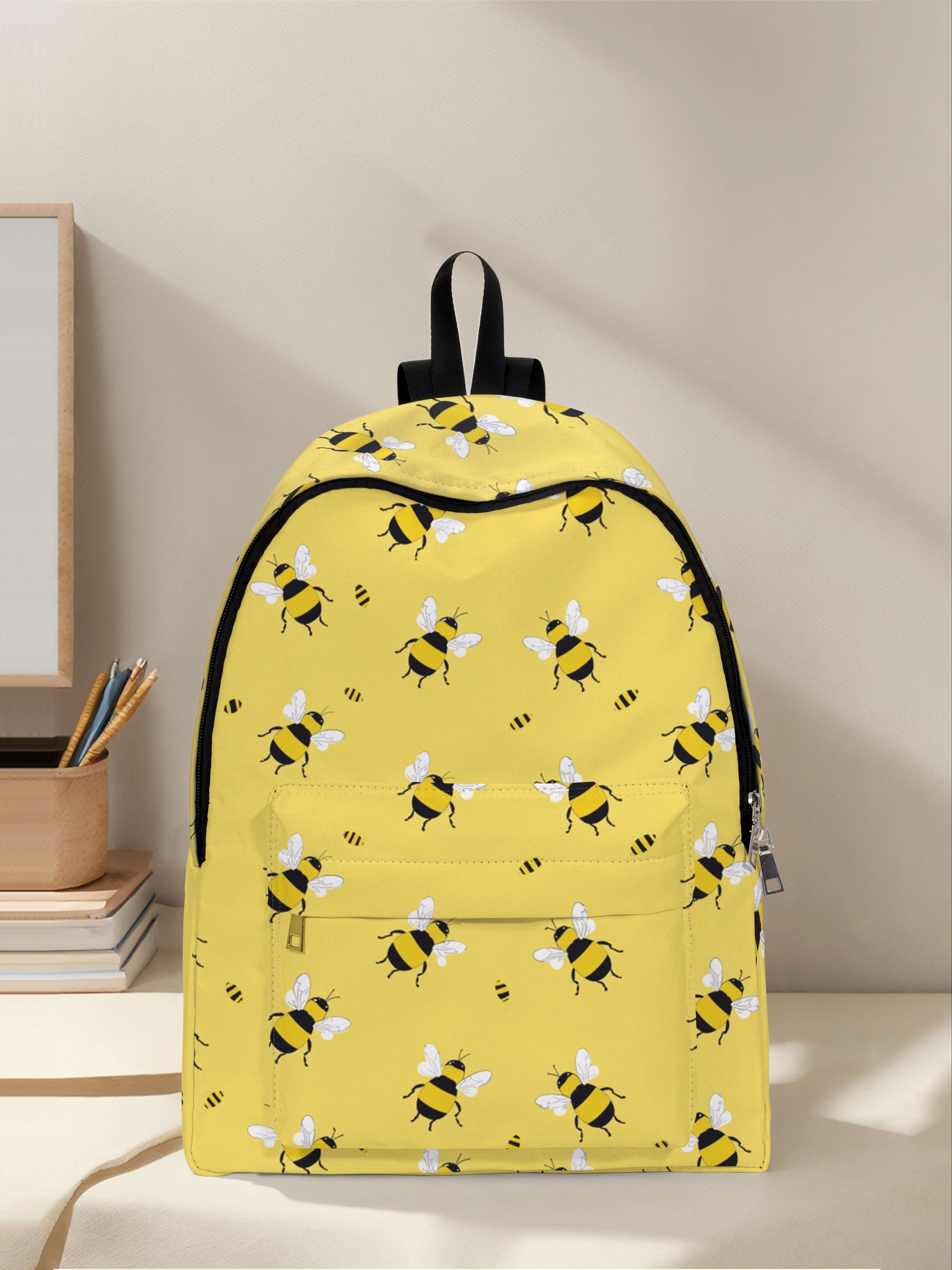 Bee Pattern Printed Backpack, Fun Design for Everyday Use, Spacious Storage for School, Business, Travel, All Season Casual Style