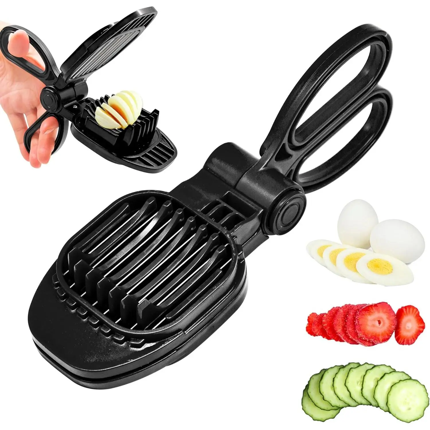SHAON Fruit Slicer, Strawberry, Banana, Kiwi Slicer, Boiled Egg Slicer, Suitable for Fruit Sausage, Cucumber, Mushroom Slices, Fast And Safe Kitchen Slicing Tool Heavy Duty Egg Fruit Slicer - Stainless Steel Wire Cutter, Dishwasher Safe