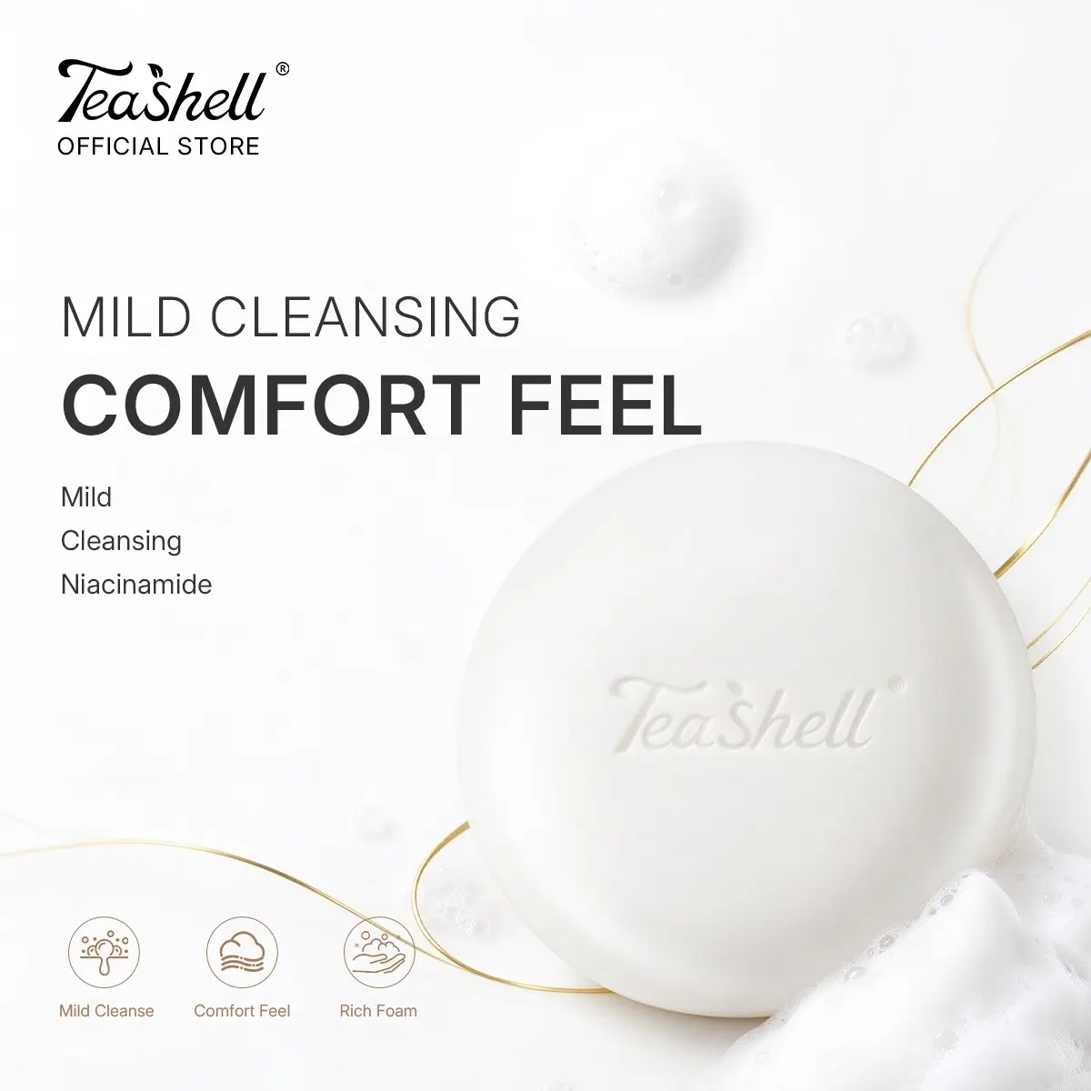 Teashell Niacinamide Radiance Soap, 100G, Alpha-Arbutin, Face and Body Soap, Nourishing Body Soaps, Gentle Cleansing, Coconut Oil, Shea Butter, Tea Tree Oil, Hydrating, Moisturizing, Radiant Complexion, All Skin Types