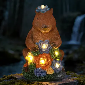 Solar Capybara Garden Statue Light Outdoor Decor, Waterproof LED Yard Art Lantern, Patio Lawn Decoration, Mother's Day Gift for Mom Grandma Women