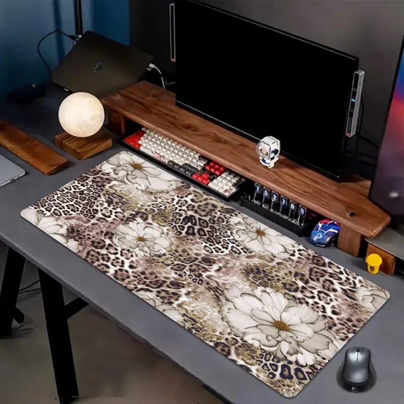 1pc of Fashionable Desk Mat Featuring a Chic Leopard And Floral Design - It Has a Non-Slip Rubber Base And Is, Suitable for Both for Home And Office Use