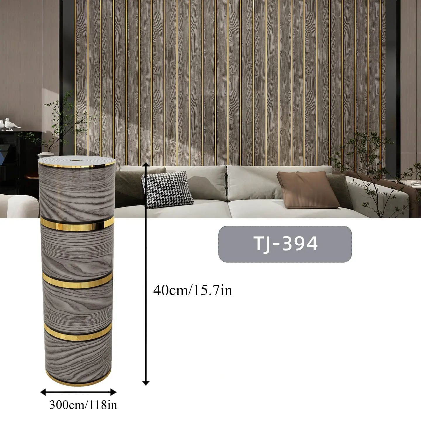 2 Rolls Self-Adhesive Glossy Gold Foil Grid Wallpaper, Waterproof Wall Paper for TV Background, Sofa Background, Living Room Decor