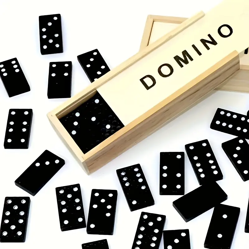 Dominoes High Standard 28pcs Black Domino Wooden Board Game Teaching Tool DOMINO