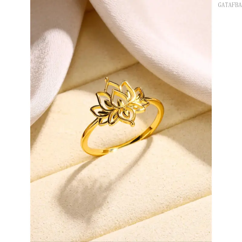 Women's Unisex Elegant Lotus Stainless Steel Statement Ring - All Seasons Everyday Boho Fashion Accessory (Sports & Outdoor Style Complement)