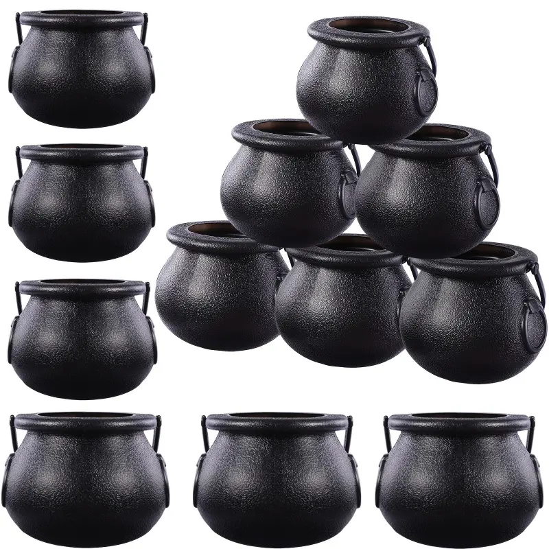 6 Halloween mini decorative bowls, black cauldron and kettle Halloween decorative bowls, Halloween black decorative stand, witch jar, cauldron pot gift, Decoration, Party (not for food contact)