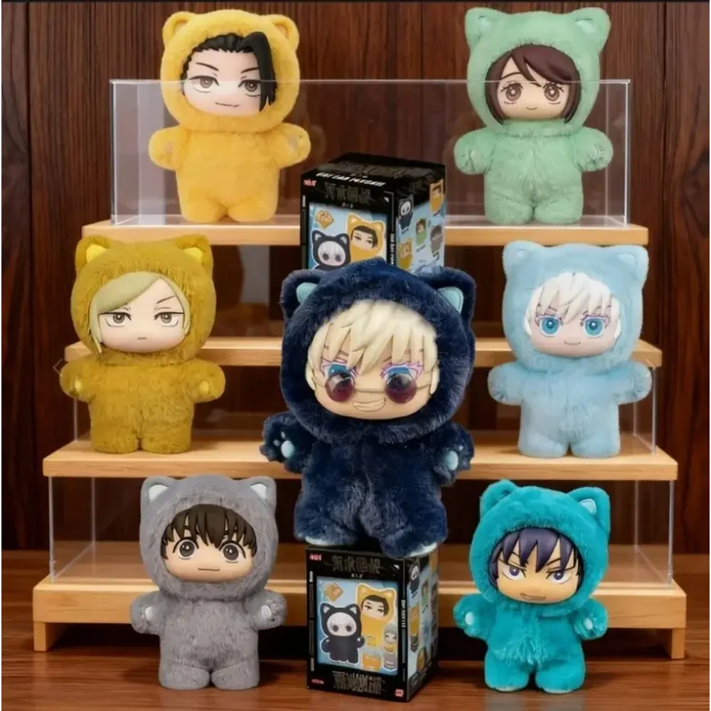 Jujutsu Kaisen Inspired 14cm PVC Cat Ear Plushies Blind Box - Kawaii Anime Stuffed Toy, Room Decor, Collectible Gift for Anime Fans
