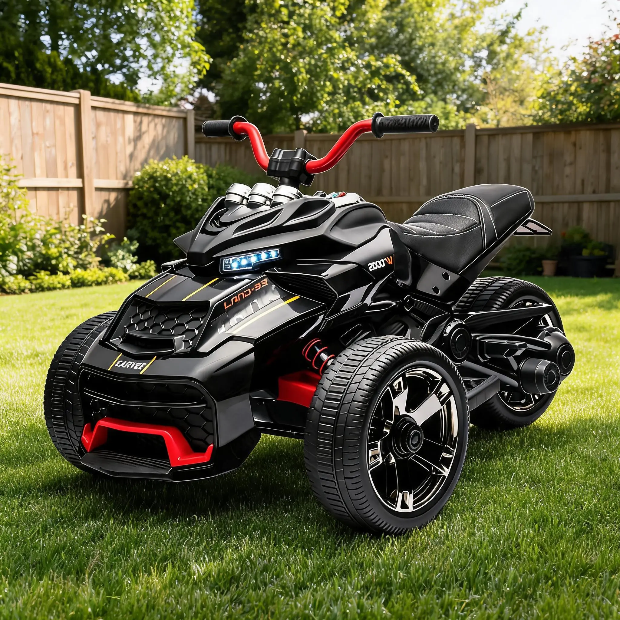12V Kids Ride On ATV, Motorcycle, 3 Wheeler Electric Vehicle for Kids 3-8 Toddler Battery Powered Toy Car for Boys and Girls, Led Lights, Treaded Tires, Music