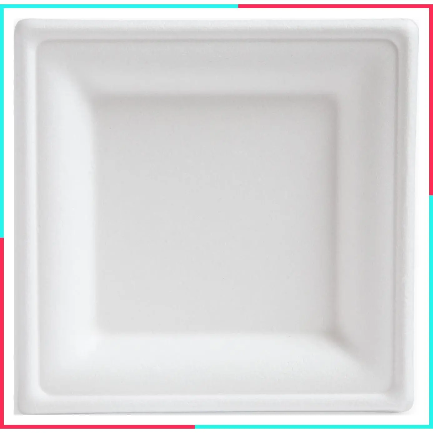 6-Inch Compostable Square Plates (50-Count), Sugarcane Heavy Duty Disposable Biodegradable Plates for Dessert, White