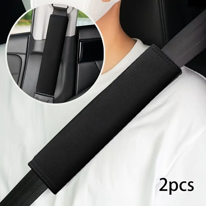 2-Pack Soft Cool Shoulder Pads for Car Seat Belts, Adjustable Straps, Comfortable Fabric Set, Durable Material, Front Seat Accessories