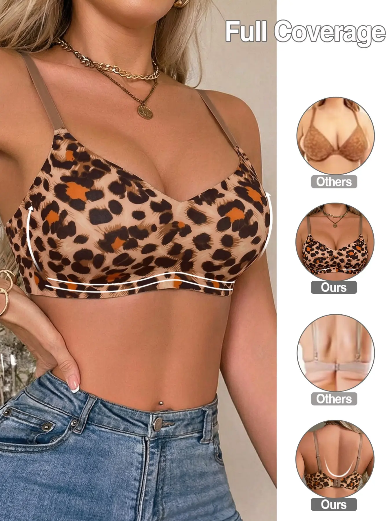 Single Piece Ditsy Floral Bralette, Adjustable Wide Straps, Medium Support, Unlined, Slim-Fitting, All Seasons, Sexy Style