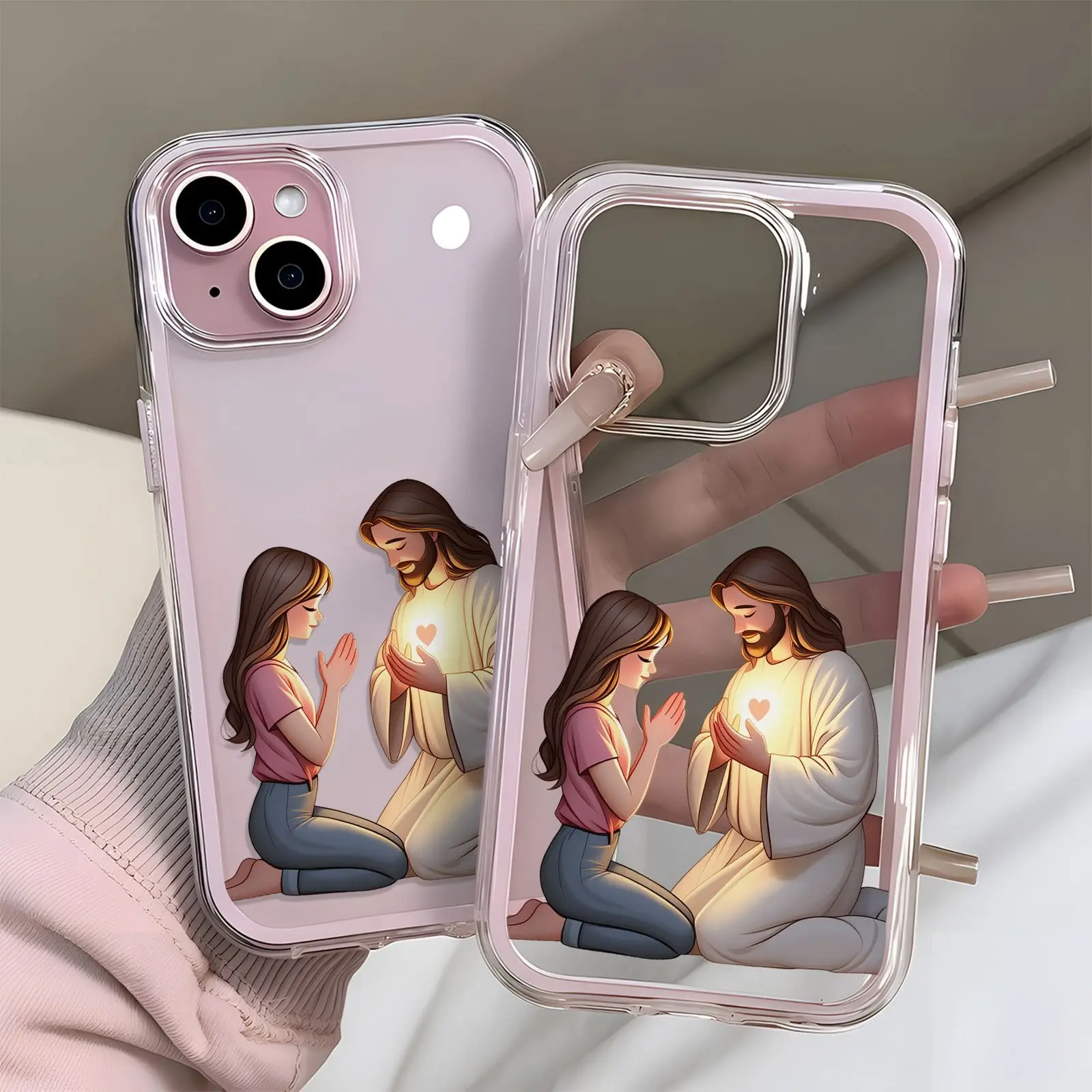 Jesus Comforting Girl Prayer Phone Case by Mood In Case