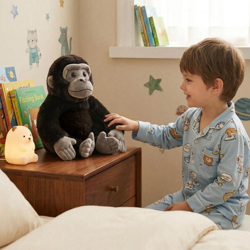 High Quality Gorilla Plush Toys Stuffed Lifelike Sitting Pose Monkey Orangutan Doll Warm Cuddly Children Companion Animal
