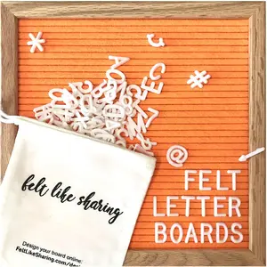 Felt Like Sharing Square Letter Board (Neon Orange Felt - 10”x10”) – Changeable Message Board with 3 Sets of Felt Board Letters for Home & Aesthetic Room Decor – Wall Letterboard Signs In Oak Frame
