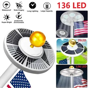 Solar Flagpole LED Light,New 26-136 LED Long Lifespan Flag Pole Light for 15-25 Ft Poles,Solar Powered Waterproof Lighting on Outdoor Pole Top,10 Hour Dusk to Dawn Auto On/Off