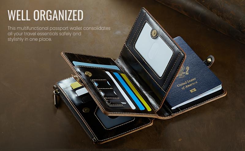 Durable Portable Passport Case with Zipper Coin Purse, Multi-Card Credit Card Wallet for Daily Travel, Lightweight Document Organizer for International Trips, Secure Holder for IDs and Cash