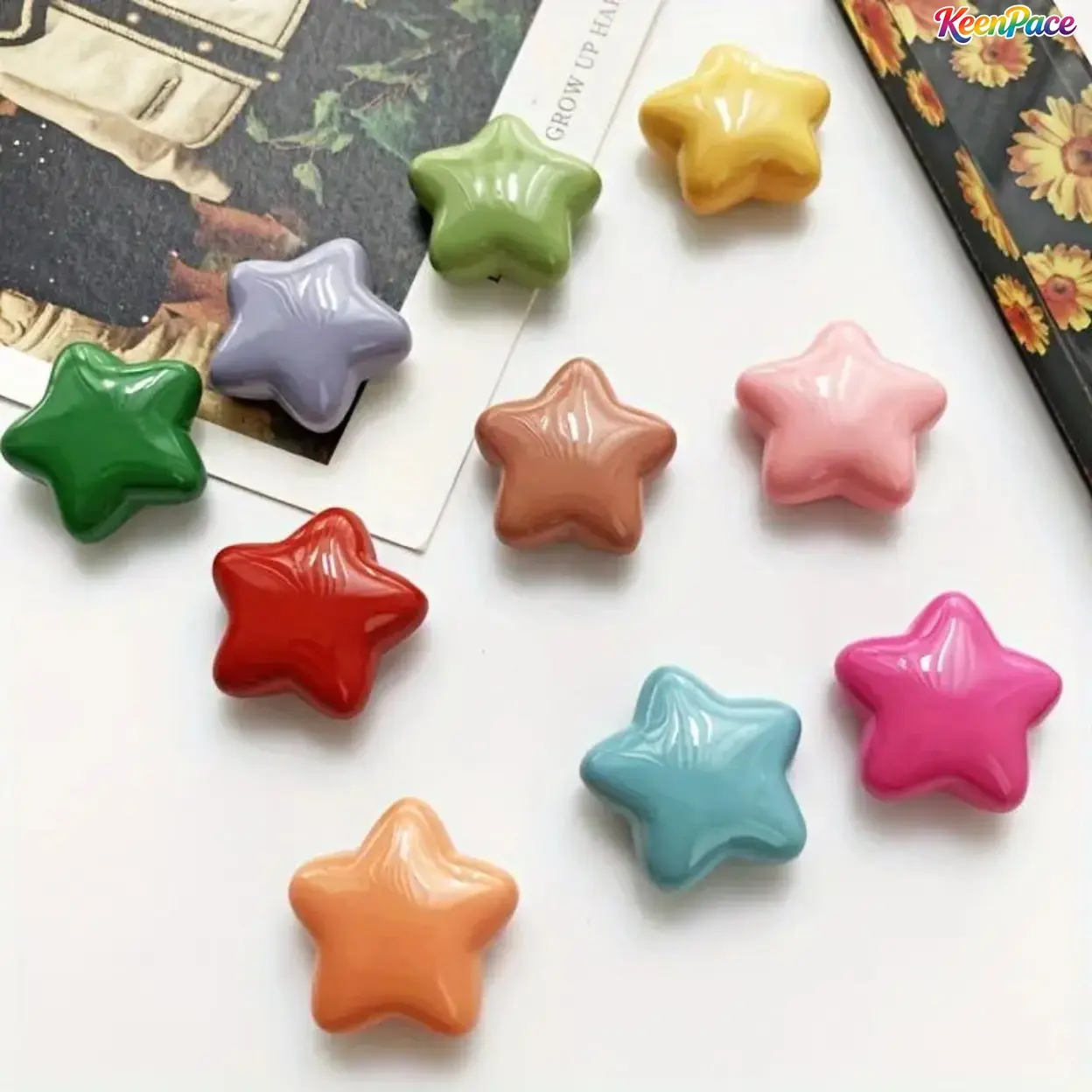 10 Pcs Cute Star Shaped Refrigerator Magnets, Mini Decorative Fridge Magnets, Multi-functional Magnetic Note & Photo Holder, Lovely Kitchen Accessories for Home Decoration and Daily Organizing