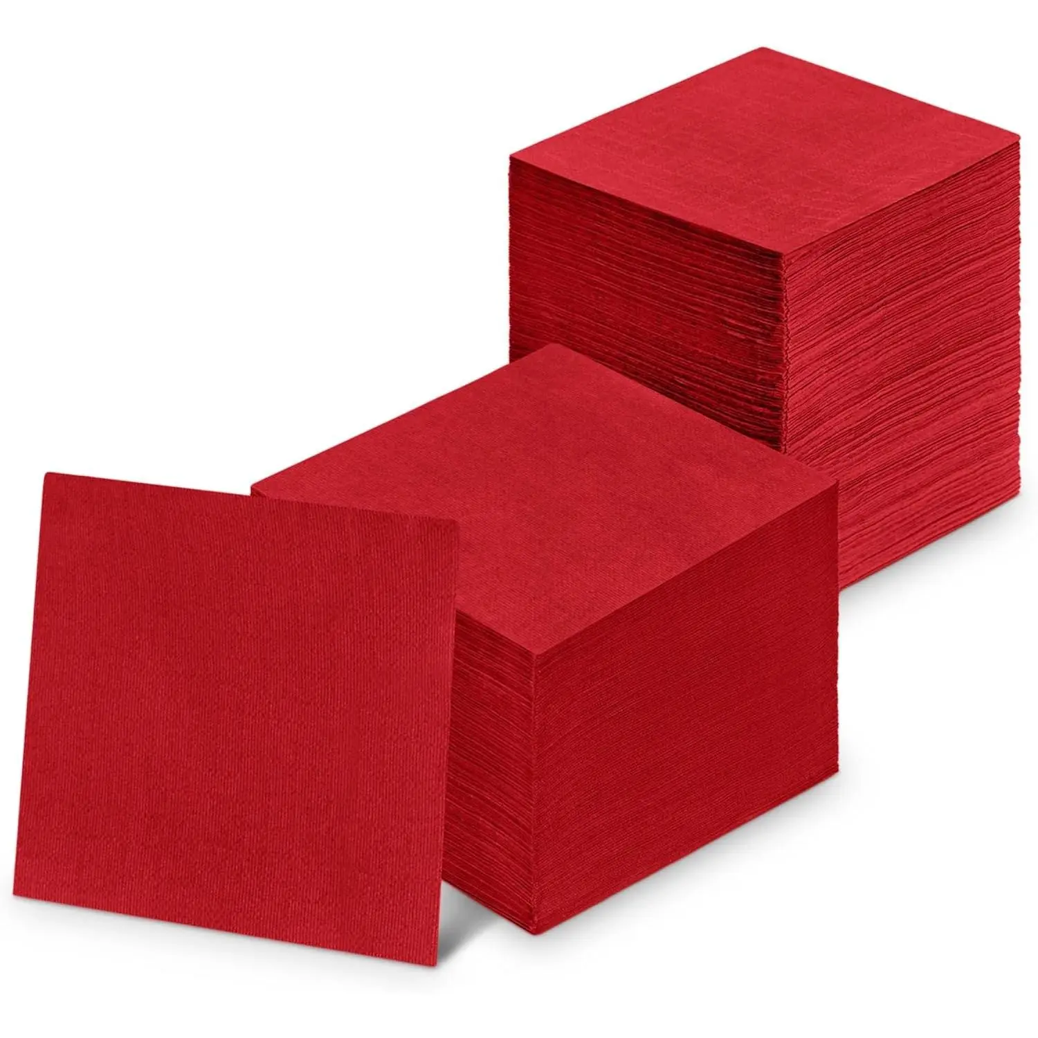 300 Pack 3-Ply Disposable Red Cocktail Napkins 5"x5" Decorative Beverage Dessert Paper Napkins for Wedding Kitchen Bar Restaurant