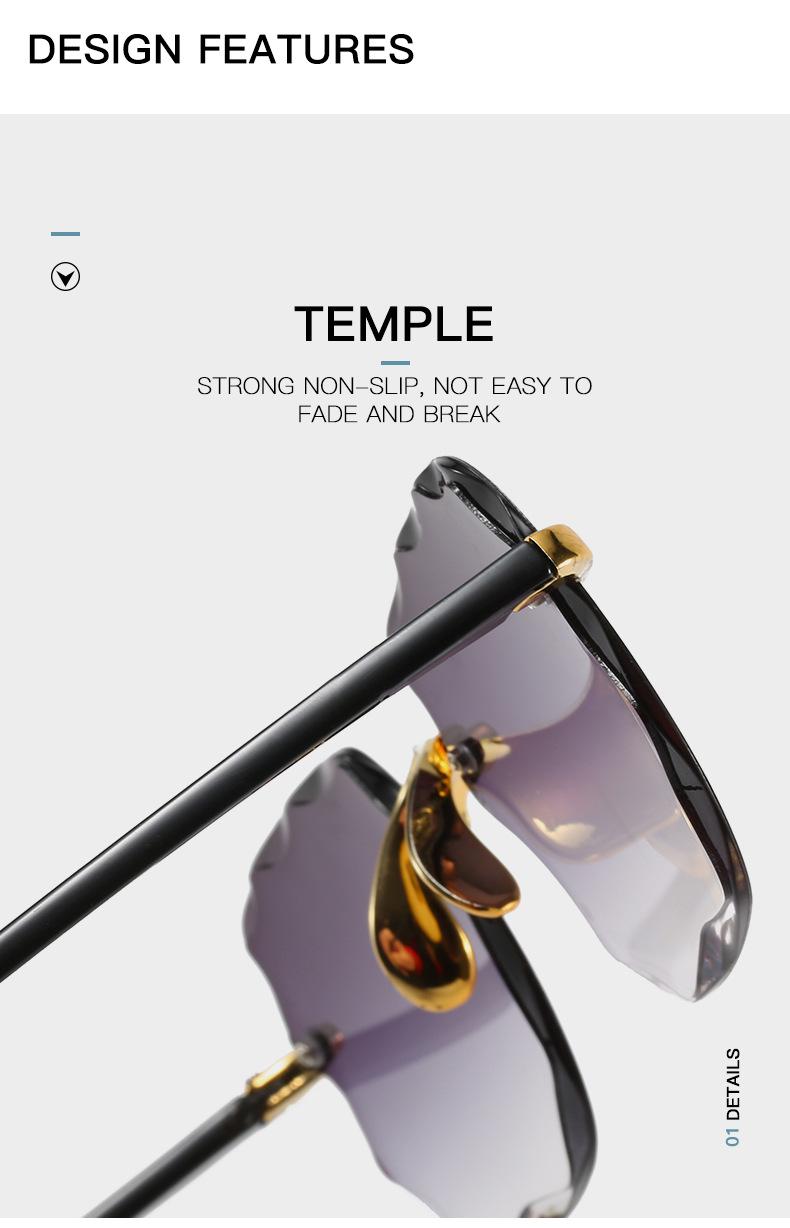 3PCS Square Rimless Sunglasses Women Luxury Brand Designer Summer Red Glasses Fashion Sun glasses For Men UV400 Shades Oculos