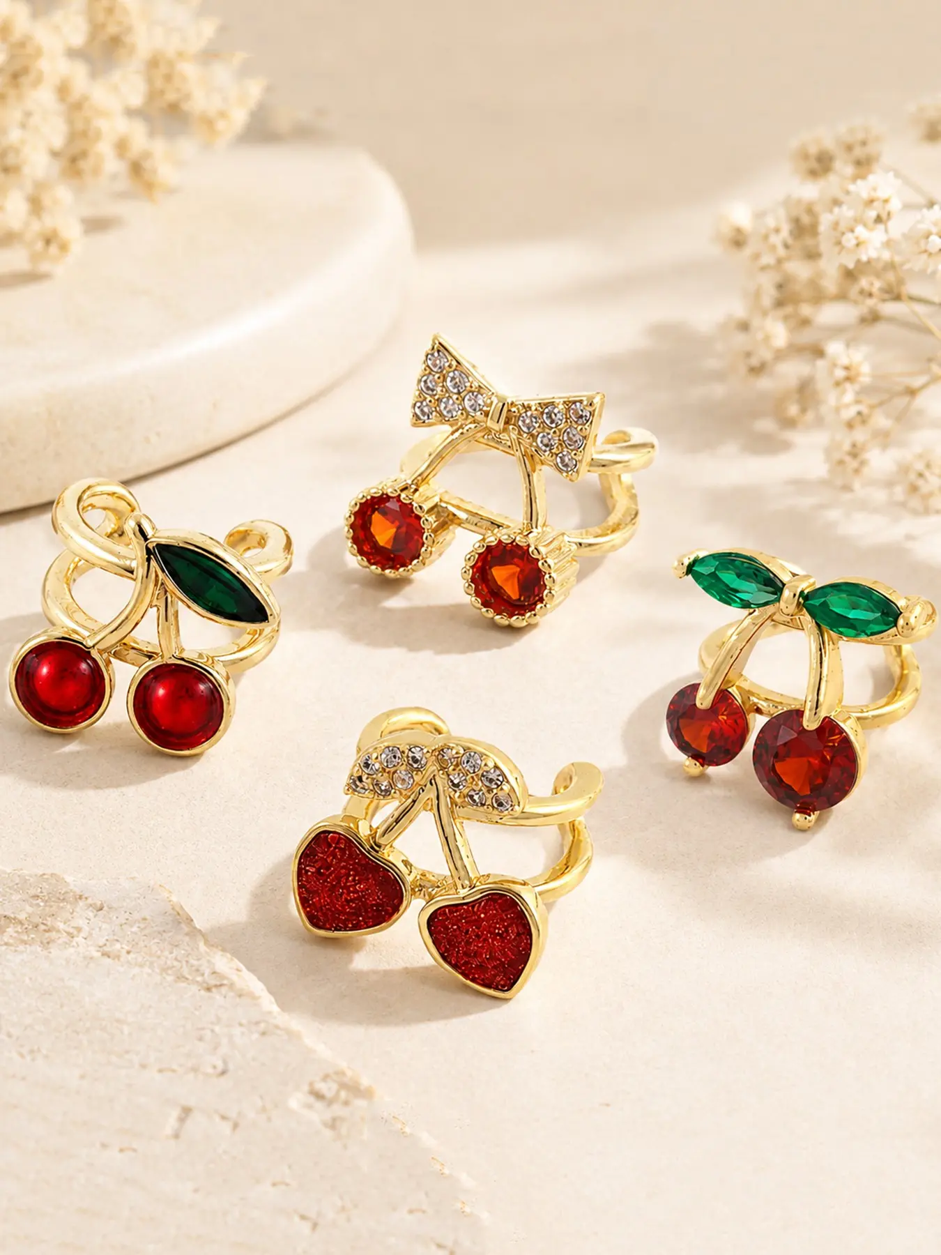 Cherry Earring Clips for Women, Cute Fashionable Ear Clamps, Multiple Styles Available, Perfect for All Occasions, Stylish Jewelry Accessory