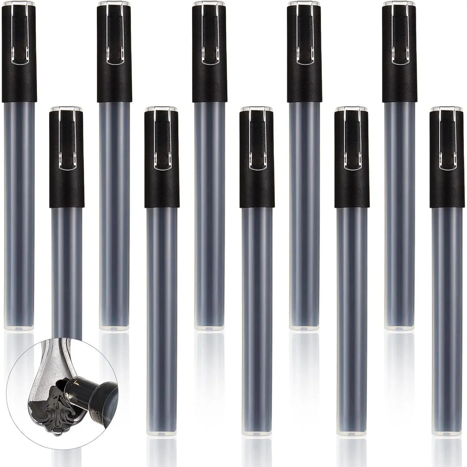 10 count Enamel Markers for Stamping Black Metal    Metal Stamping Tools Enamel  Marker for Engraving DIY   Ink