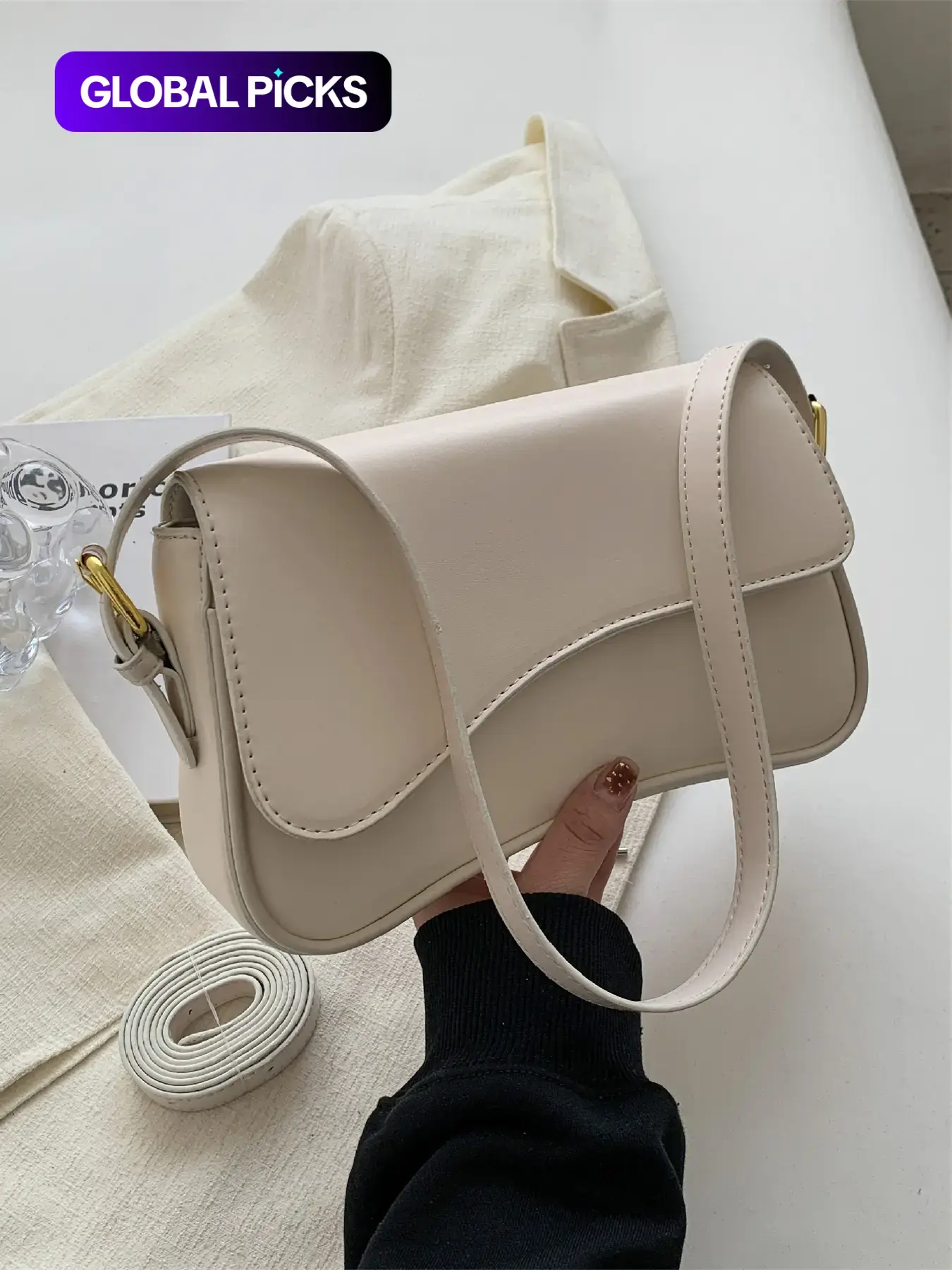 Women's Solid Color Asymmetric Classic Flap Casual Crossbody Shoulder Bag, Versatile Textured PU Leather Commuter Casual Purse for Daily Use, Casual Crossbody Bags, Everyday Crossbody Bag #GLOBAL PICKS