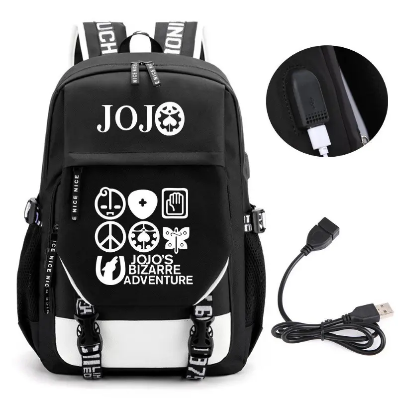 JOJO Anime Backpack, Printed Student Laptop Bag, Multi Function Large Capacity School Backpack for Teens