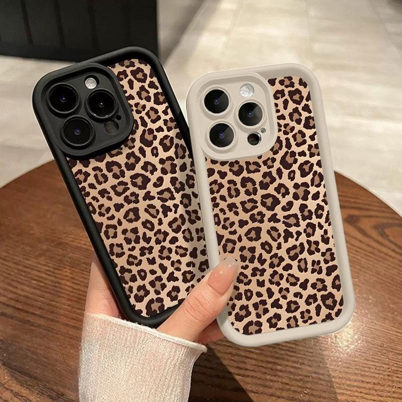 Leopard Print Case for IPhone 17 Pro Max 16 Plus 15 14 13 12 11 Air E Shockproof Non Slip Military-Grade Protection Silicone Cover