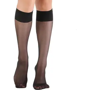 6 Pairs Women's Sheer Knee High Stockings with Comfort Top