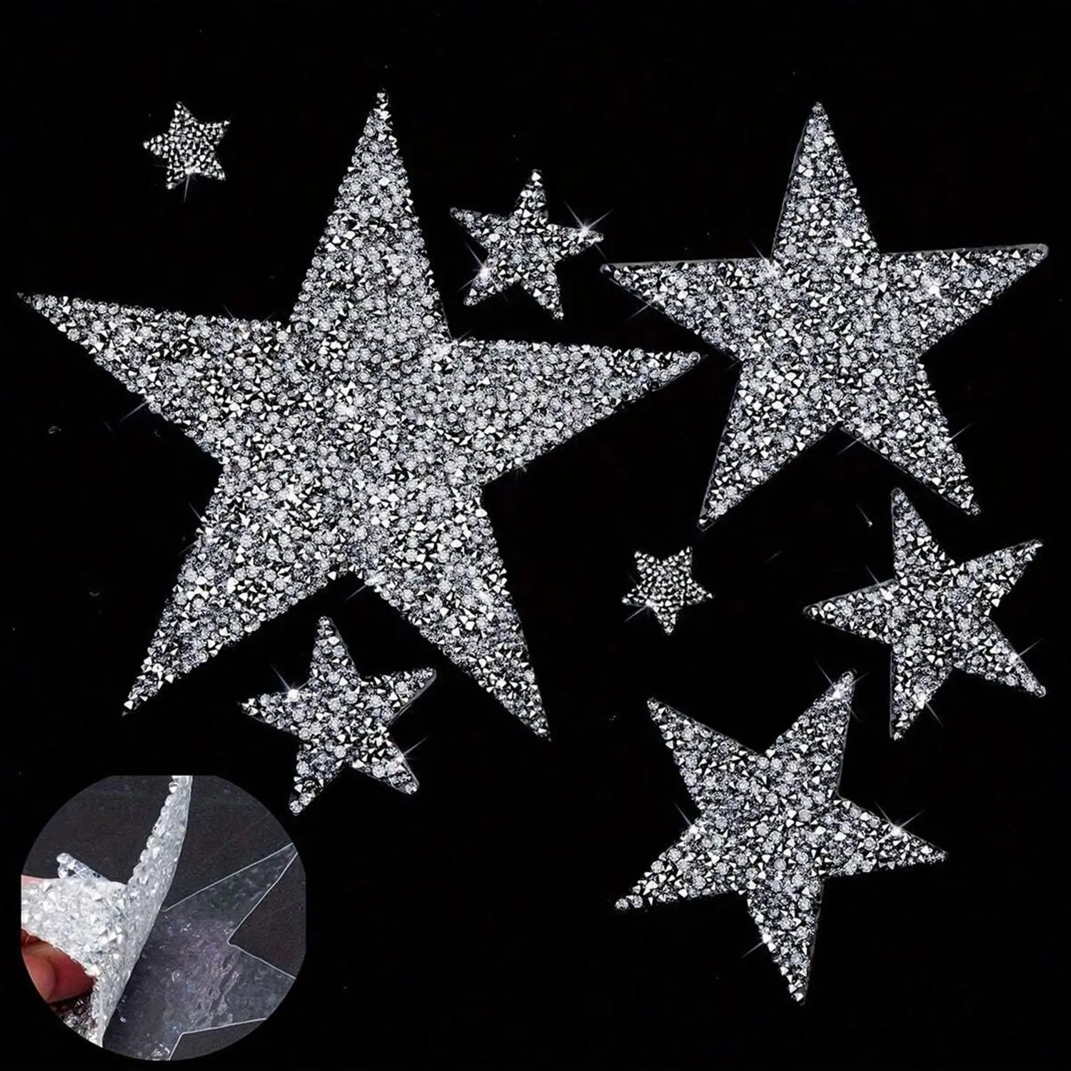 Star Patch Water Drill Stickers, Hot Melt Glitter Crystal Applique Patches Embellishments for Clothing Repair, Jeans, Bags, Hats & DIY Accessories