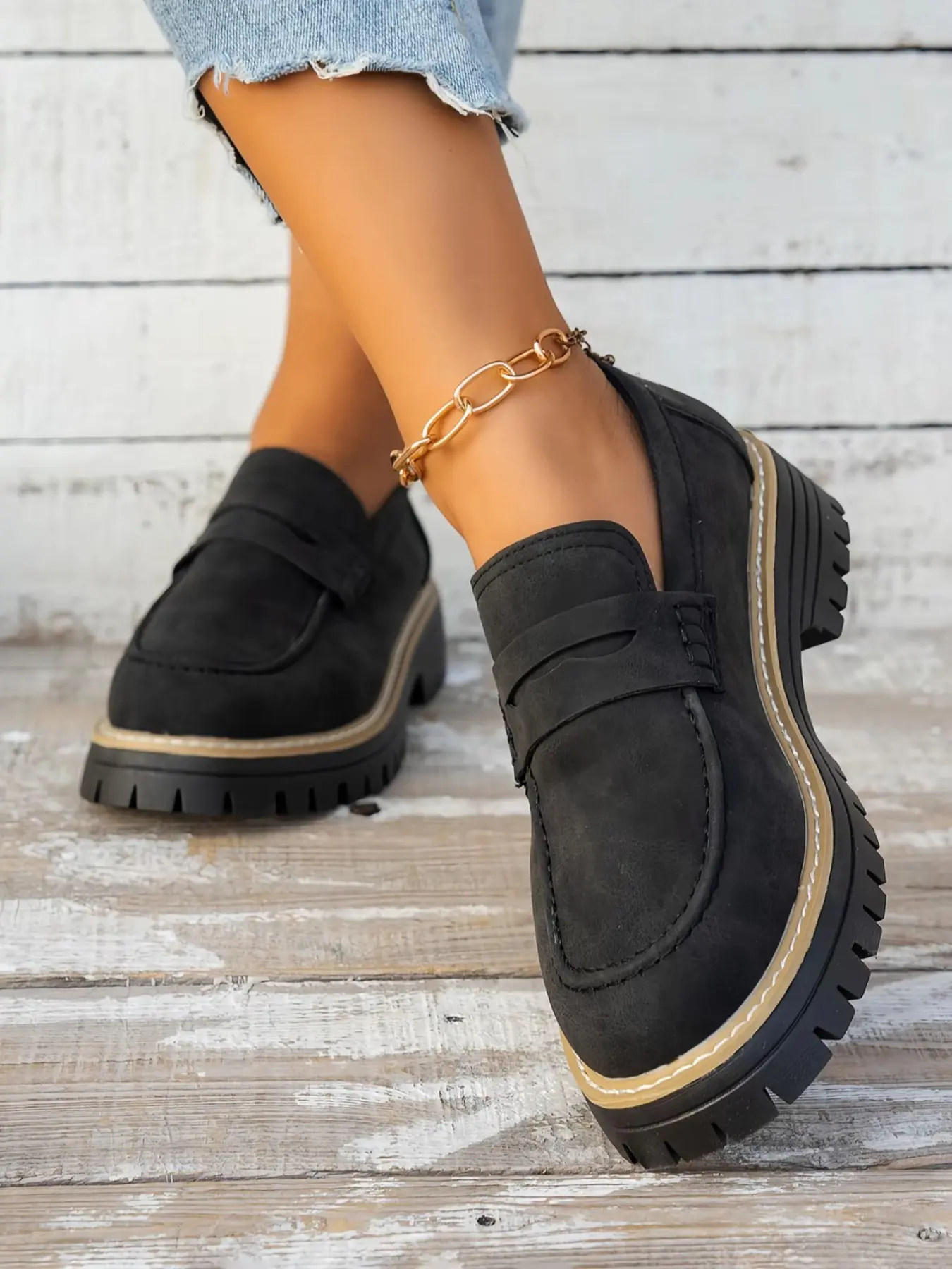 Vintage Style Women's Casual PU Shoes, Slip On Loafers, Strap Decor, British and Japanese Student Fashion, Suitable for All Seasons, Wide Fit, Round Toe