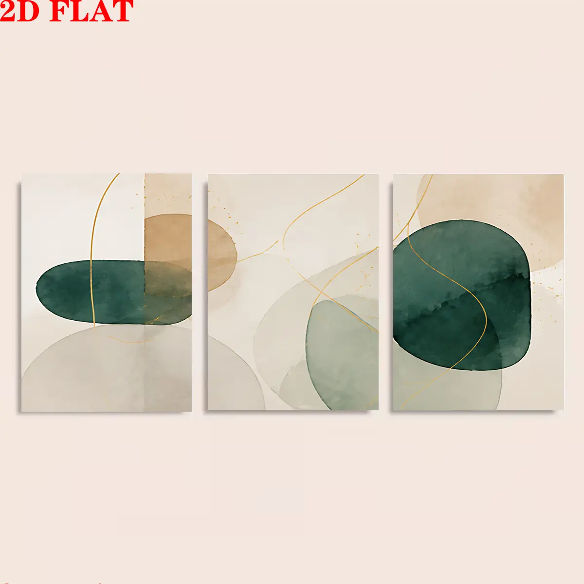 3-piece set of 2D abstract watercolor canvas wall prints with gold thread motifs - Room decoration, suitable for Father's Day, Mother's Day, Independence Day, graduation season, birthdays, graduation ceremonies, back-to-school season, room Canvas Wall Art