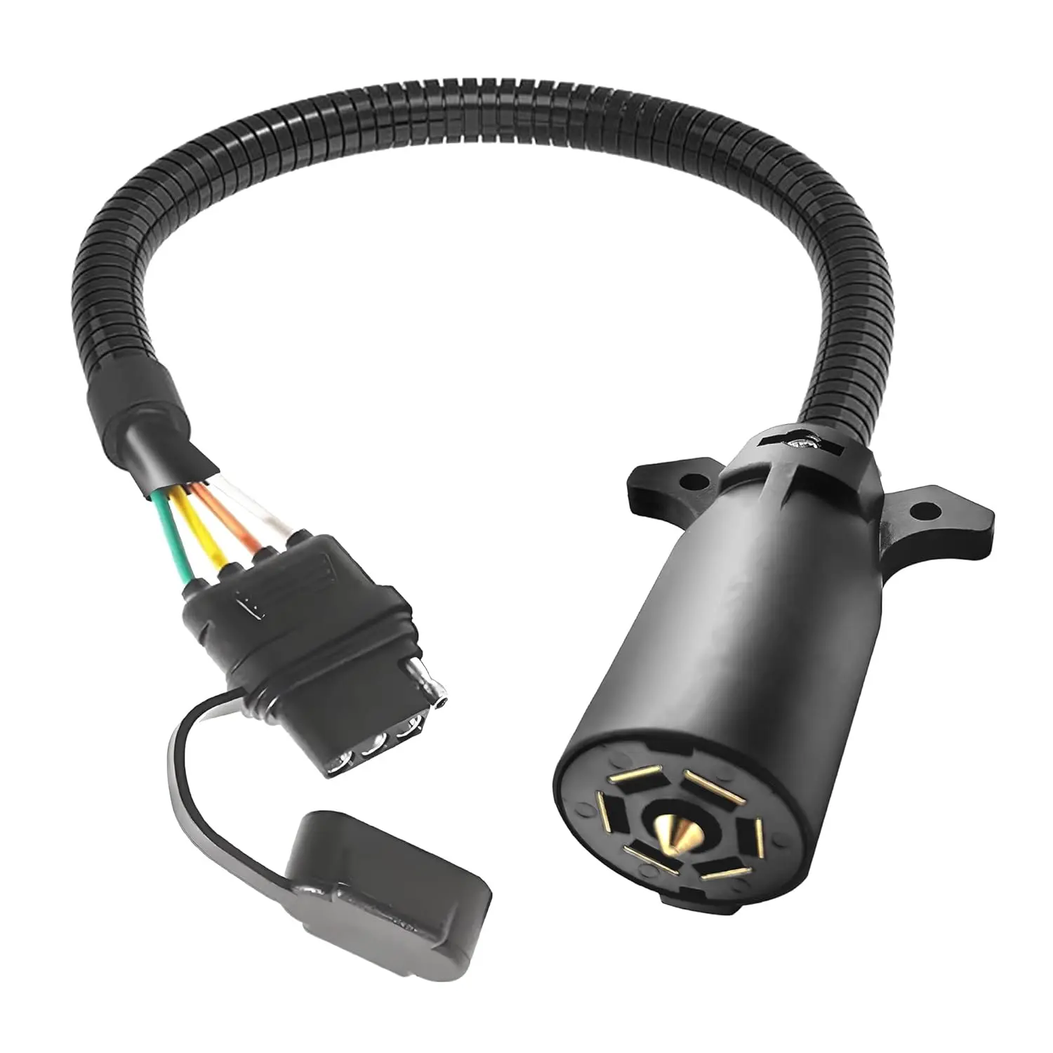 7-Pin to 4-Pin Trailer Adapter,Waterproof 7-Pin Circular to 4-Pin Flat Trailer Plug Adapter,11.6-inch 7-Pin Circular to 4-Pin Trailer Wiring Plug,Wiring Harness for Trailer/RV/Lights, Truck