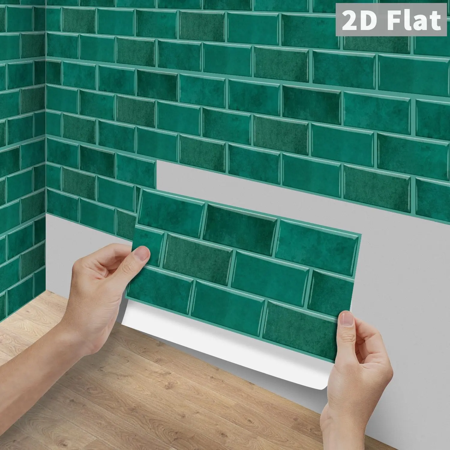 6/12/24/48PCS FG Vintage Tile Stickers, PVC Gloss Crystal Film Rich Emerald Green Peel and Stick Backsplash, Rectangular DIY Self-Adhesive Waterproof Oilproof Wall Decals for Kitchen, Bathroom, Floors, Tiles & Wood Boards Home Decor