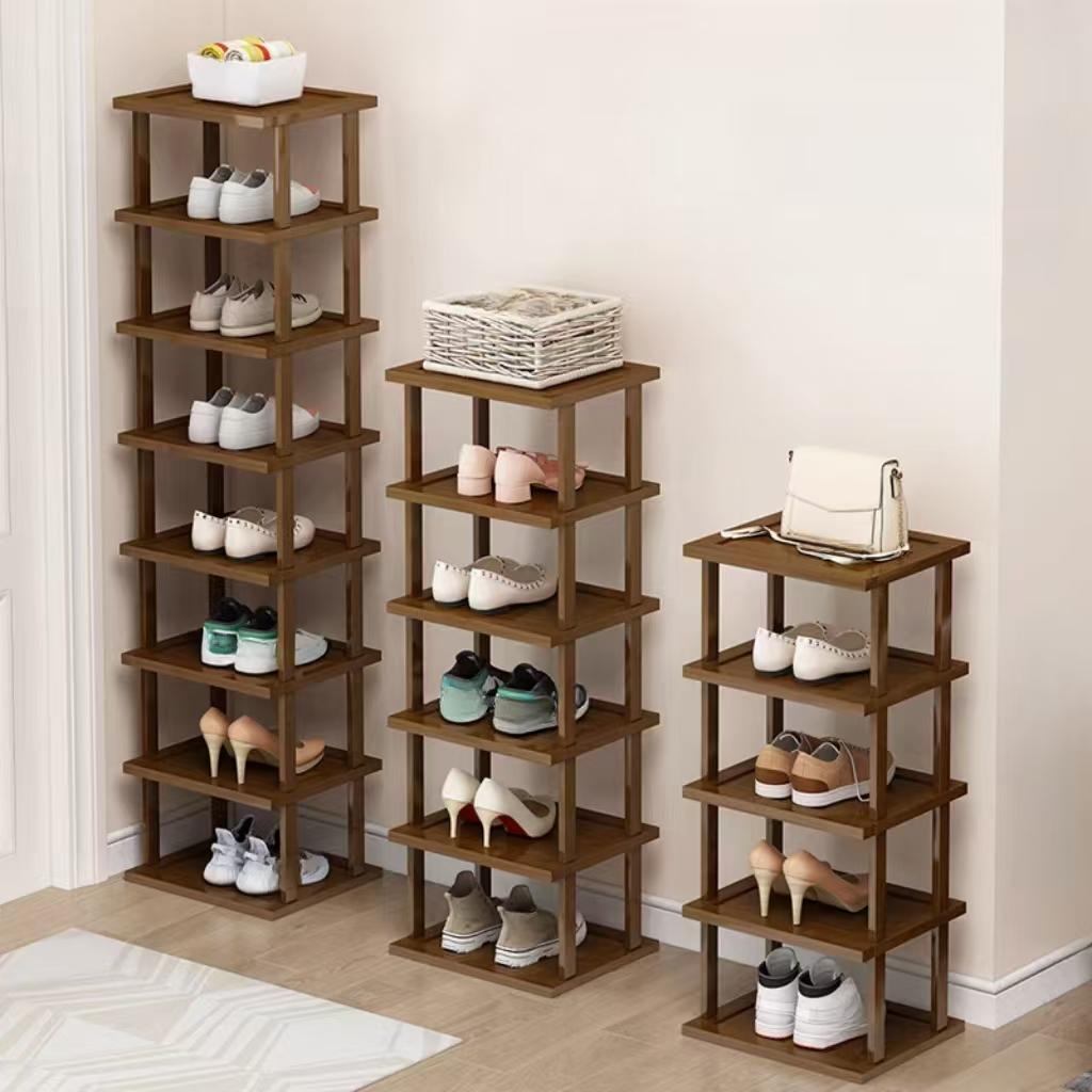 Bamboo Shoe Rack, Vertical Shoe Racks, 1 Count Multi-layer Vertical Narrow Stackable Shoe Storage Rack, Space Saving Shoe Organizer for Hallway, Entrance & Dormitory