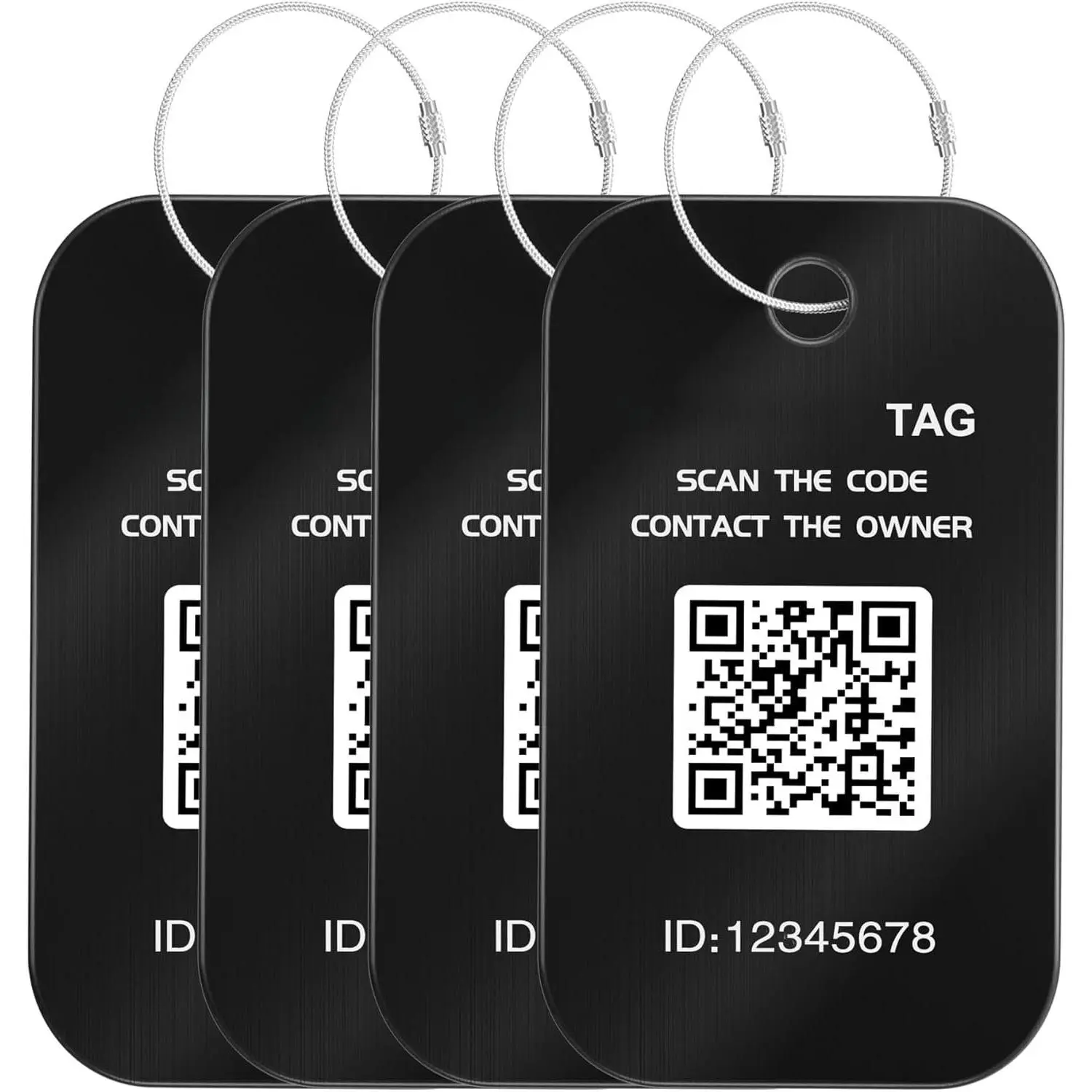 Luggage Tags with QR Code Location Display - Customizable Tags with  Protection for Lost & Found, 4-Pack  & Durable Travel ID Labels for Suitcases & Backpacks